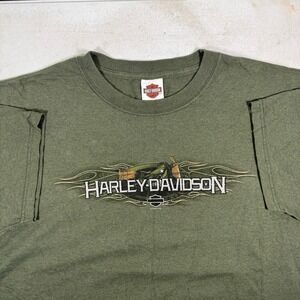 Vintage Harley Davidson San Francisco T-Shirt XL Green Flames Biker Y2K USA Made
